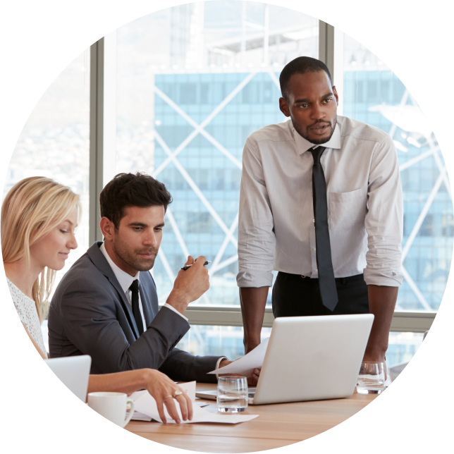 Business man training end users