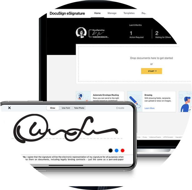 Digital Electronic Signature on phone and laptop